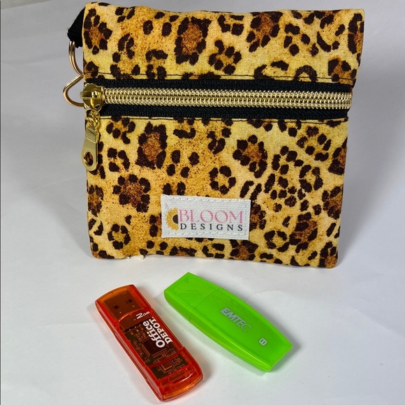 Leopard Print Pouch Mini Handmade Coin Purse, Key Chain Wallet  Zipper Pouch - Picture 6 of 7